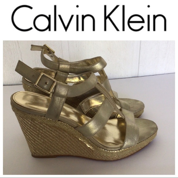 CALVIN KLEIN GOLD CAGED WEDGES SI… - Picture 2 of 13